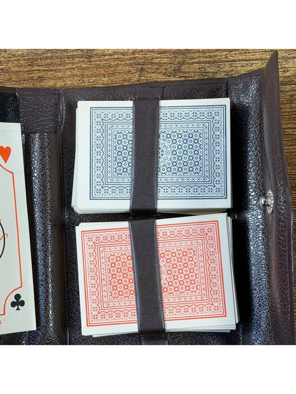 Vintage 60s 70s Travel Playing Card Case Lion Cards Score Pad Ostrich Vinyl